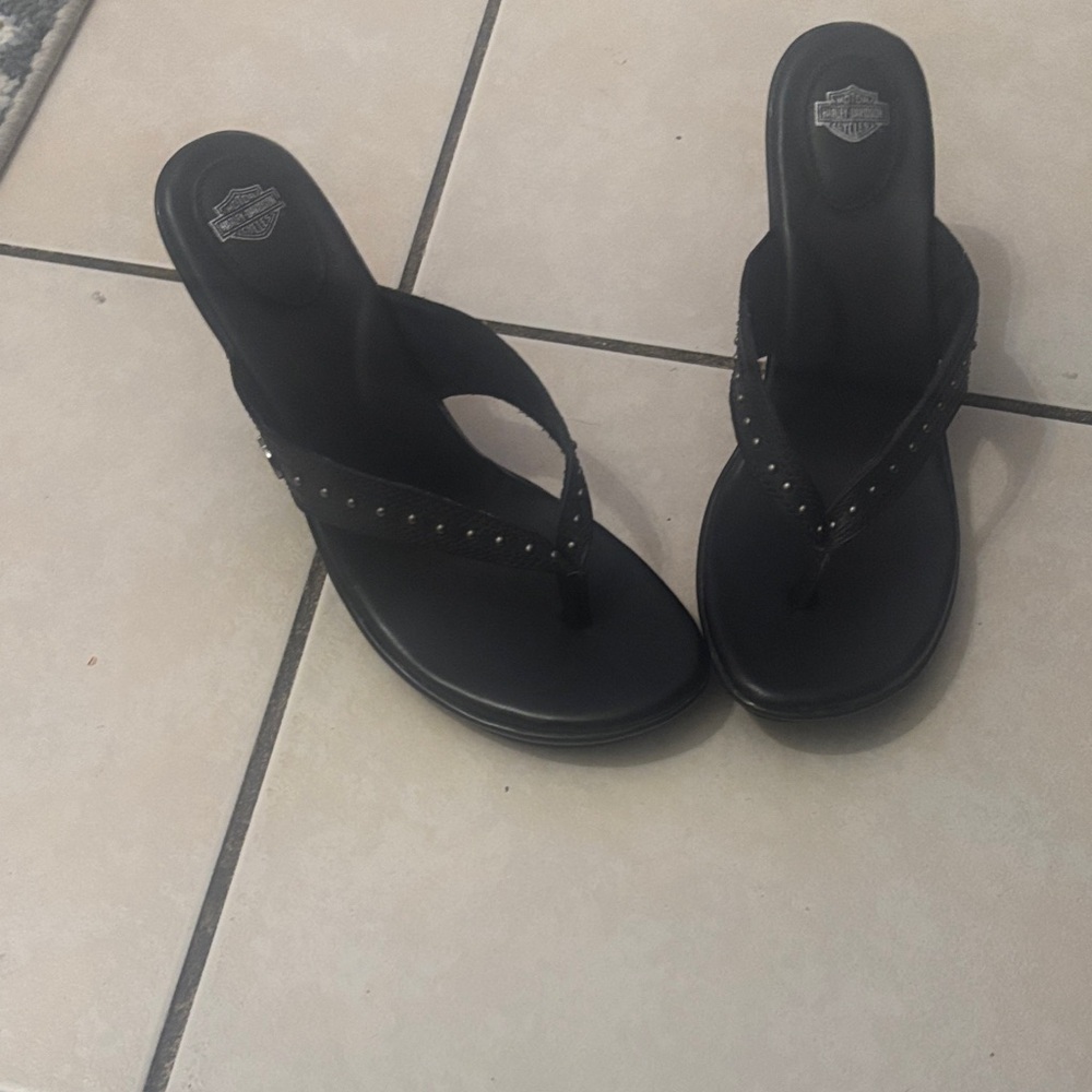 Harley-Davidson Black Studded Women's Sandal Flip Flops